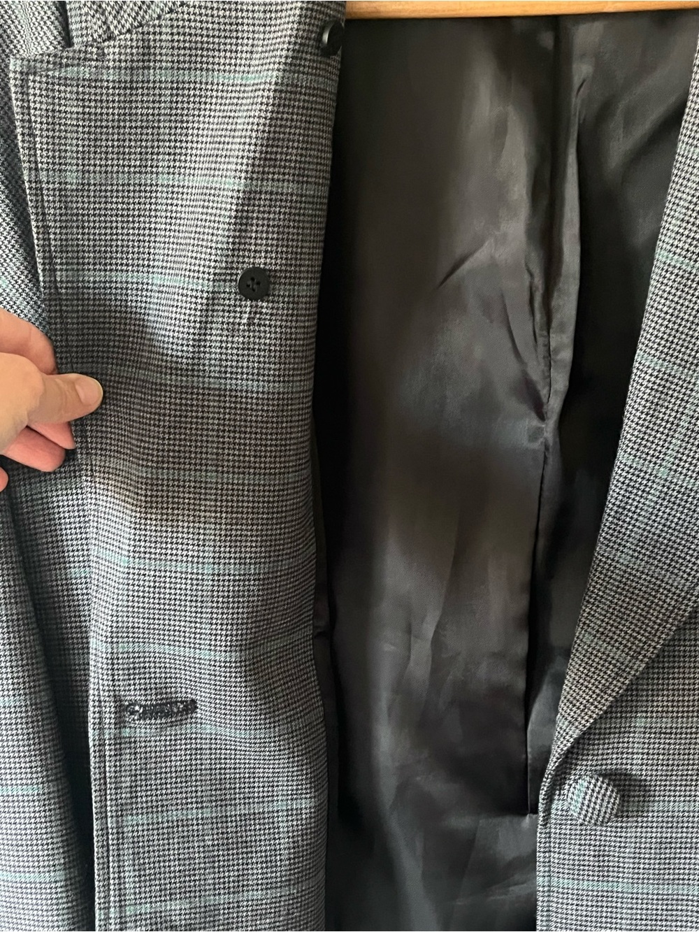 Prada retail Gray Plaid Single-Breasted Blazer- Large - Picture 8 of 11